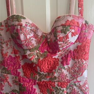 Katie May Pink & Coral Floral Embroidered Bustier Slip